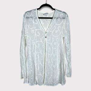 Embroidered Semi Sheer Cardigan Medium Coquette Feminine Boho Cottagecore Fairy